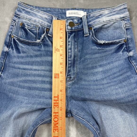 Rooted Denim Bootcut Jeans 5/26 Tall Long‎ Blue Distressed - Picture 8 of 11